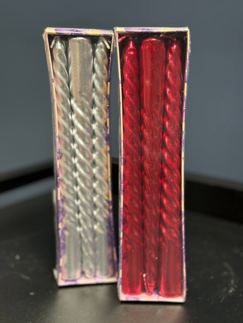 Набор Свечей витых 1,9*20 см 6 шт, красный,серебро — изображение 1